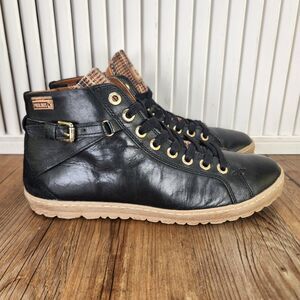 Pikolinos Lagos Womens Sz 6.5-7 EU 37 Black Leather Sporty Ankle Boots Side Zip